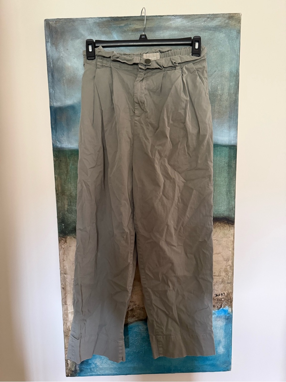 Everlane Olive Green High-Waist Wide-Leg Chinos